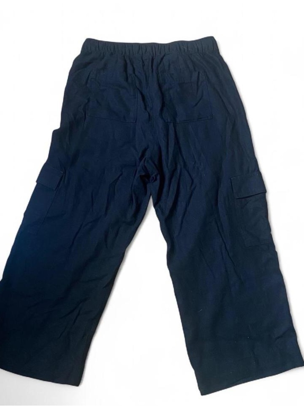 Gap Black Wide Leg Linen Pants with Pockets and Elastic Waistband - Picture 2 of 6